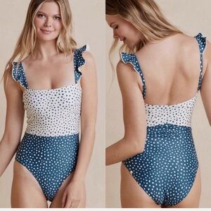 NWOT Summersalt The Ruffle Oasis Green Cream Polka Dot One-Piece Swimsuit 4